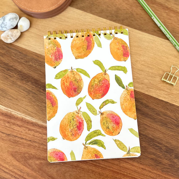 Summer Mangos- Spiral Bound Handmade Notebook- Fruits of Summer Collection
