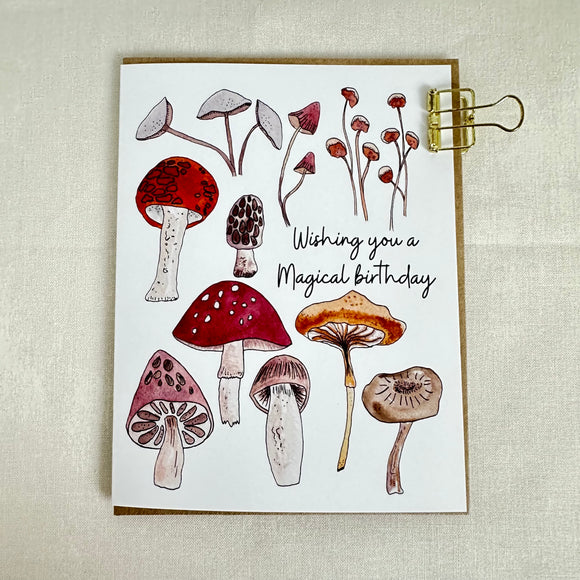 Wishing you a Magical Birthday - Mushrooms A2 4.25x5.5