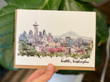 Seattle, Washington Skyline-  A7 Greeting Card/ 5x7 Art Print