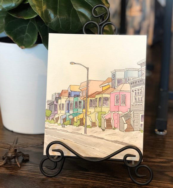 4/7 Day 20 $20 Colorful Houses in San Francisco, CA  8x10” Original Watercolor Painting