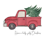 Holly Jolly Christmas- Classic Red Truck w/ Tree-A2 Holiday/ Christmas Greeting Card