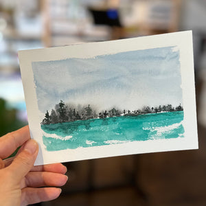 1/7/23 $7 -Aqua Lake- Day 7-2 5x7- Original Watercolor Painting Daily Challenge