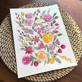 1/19/23 $19-Burgundy Flowers - 9 x 12” Original Watercolor Painting Daily Challenge