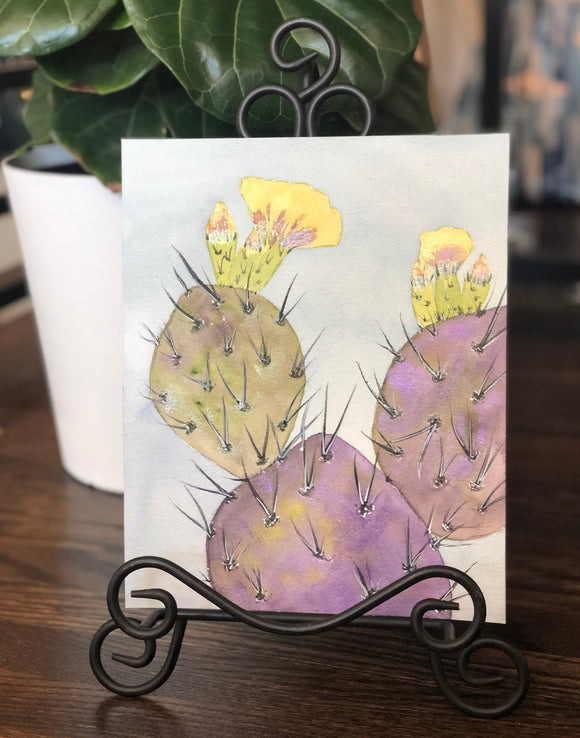 4/2 Day 15 $15 Purple Prickly Pear 8” x 10” Original Watercolor Painting