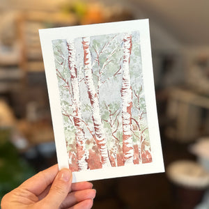 1/8/23 $8- Sienna Birch Trees–Day 8-3 5x7- Original Watercolor Painting Daily Challenge