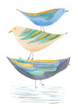 Stack of Birds, 3 Mid Mod Style Birds- Giclee Art Print