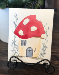 4/1 Day 14 $14 Whimsical Mushroom House 🍄 🏠 8” x 10” Original Watercolor Painting