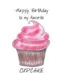 Happy Birthday, Pink Cupcake- A2 Greeting Card