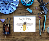 Honey Bee Strong- Motivational -A2 Greeting Card