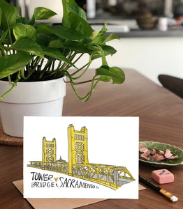 Tower Bridge, Sacramento California -  A7 Greeting Card/ 5x7 Art Print