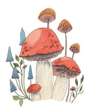 70’s Style Orange Mushrooms Giclee Art Print