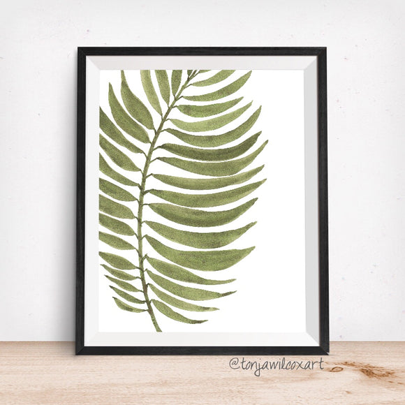 Palm Frond Green Pinnate-Floral Botanical Giclee Art Print