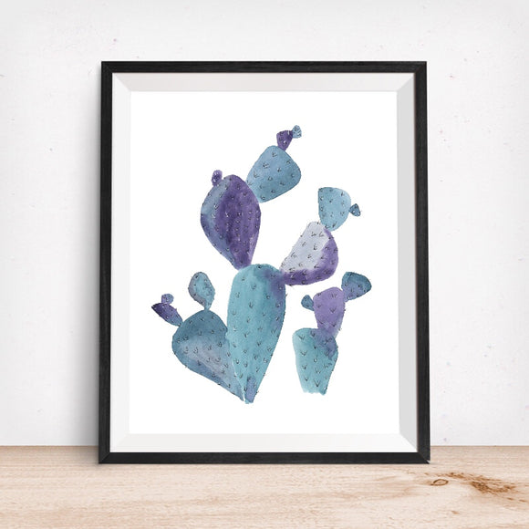 Cacti Illustration- Cool Colors Art Print