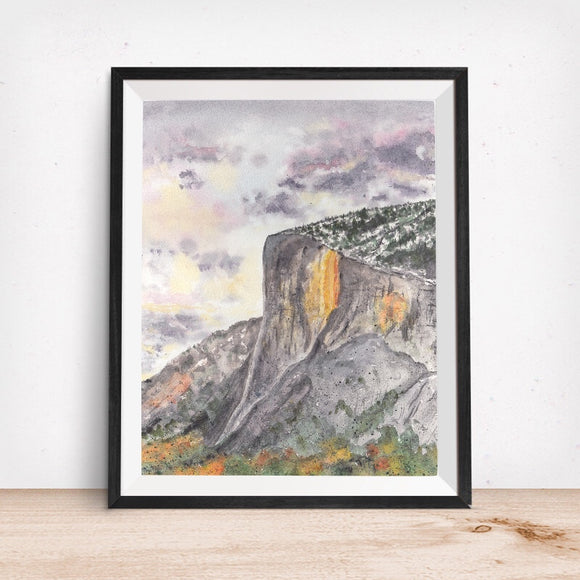 Yosemite Valley, CA- El Capitan Firefall Horsetail Fall- California Landmark Art Print
