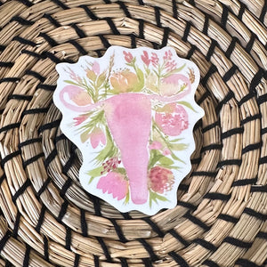 Flowering Reproductive Rights Uterus- Vinyl Sticker -3” Water Resistant