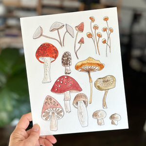 1/17/23 $17- Mushroom Medley - 8”x 10” Original Watercolor Painting Daily Challenge