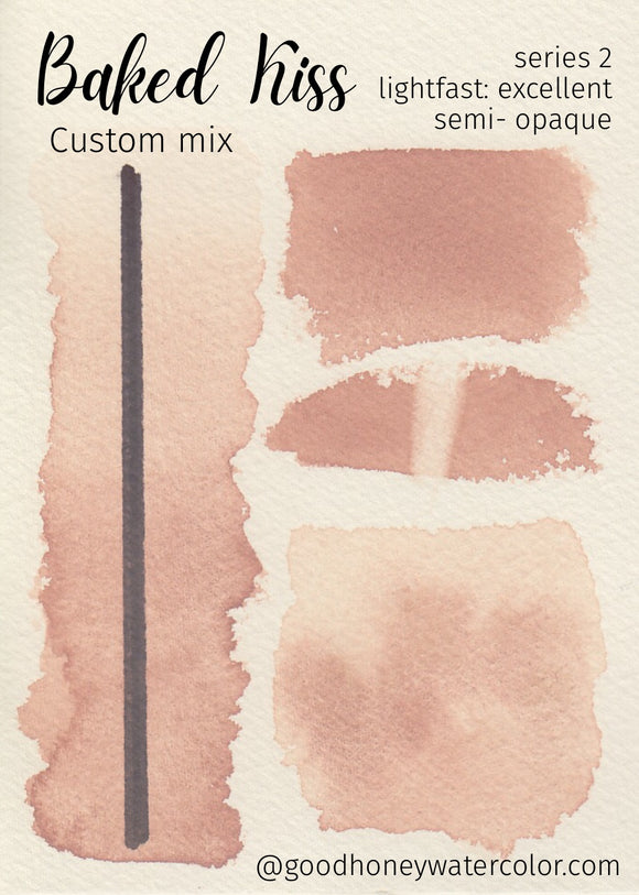 Baked Kiss- Good Honey Handmade Artisan Watercolor Paint-Pale Pink Skin Tone Custom Pure Pigment