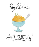 Birthday Pun- Hey Shortie, It’s Sherbet Day- A2 Greeting Card