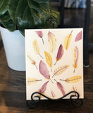 3/28 Day 10 $10 Maroon and Gold Feather Pattern 8” x 10” Original Watercolor Painting