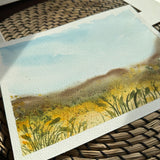 1/10/23 $10-Green and Gold Field - 8”x 10” Original Watercolor Painting Daily Challenge