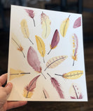 3/28 Day 10 $10 Maroon and Gold Feather Pattern 8” x 10” Original Watercolor Painting