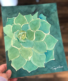 3/26 Day 8 $8 Teal Succulent 8” x 10” Original Watercolor Painting
