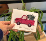 Holly Jolly Christmas- Classic Red Truck w/ Tree-A2 Holiday/ Christmas Greeting Card