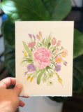 3/19 Day 1 $1- Mini Floral Bouquet #1 5”x7” Original Watercolor Painting