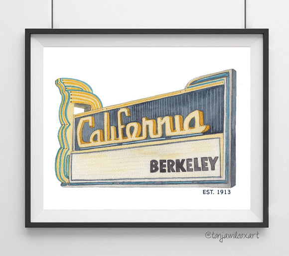 California Landmark Theater, Berkeley, Cal Bears CA Art Giclee Print