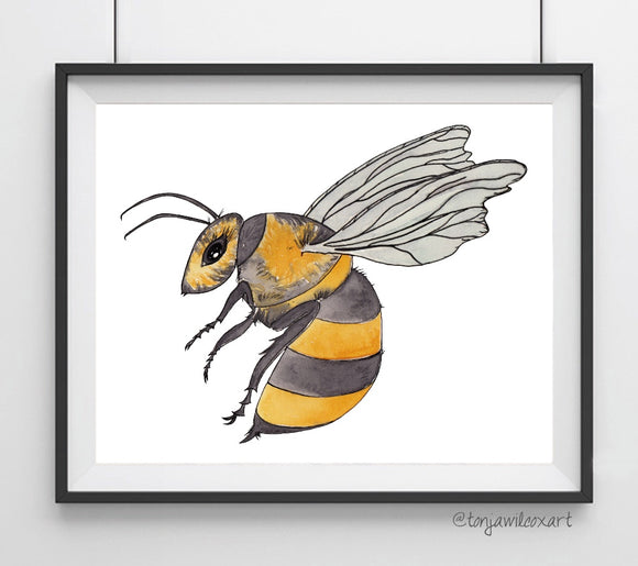 Honey Bee Insect Animal-Giclee Art Print #savethebees