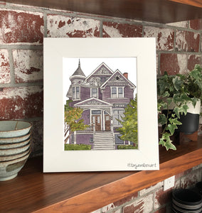 Victorian House Sketch in Midtown, Sacramento, CA- 17th and Capitol-Art Print