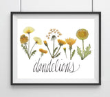 Classic Gold Dandelions- Giclee Art Print