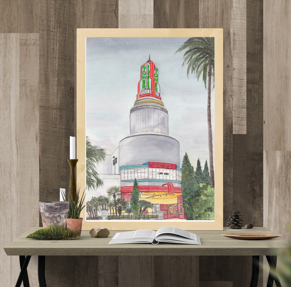 Tower Theater at Dusk with Neon lights-Sacramento, CA Art Print