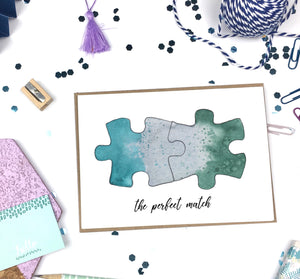 Perfect Match, Puzzle Pieces- A2 Greeting Card