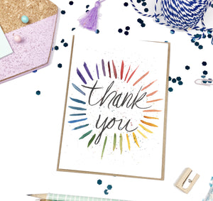 Thank You, Rainbow Burst- A2 Greeting Card